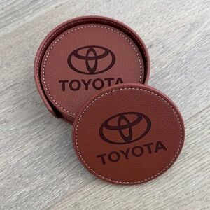 Toyota Brown Faux Leather Set of Coasters